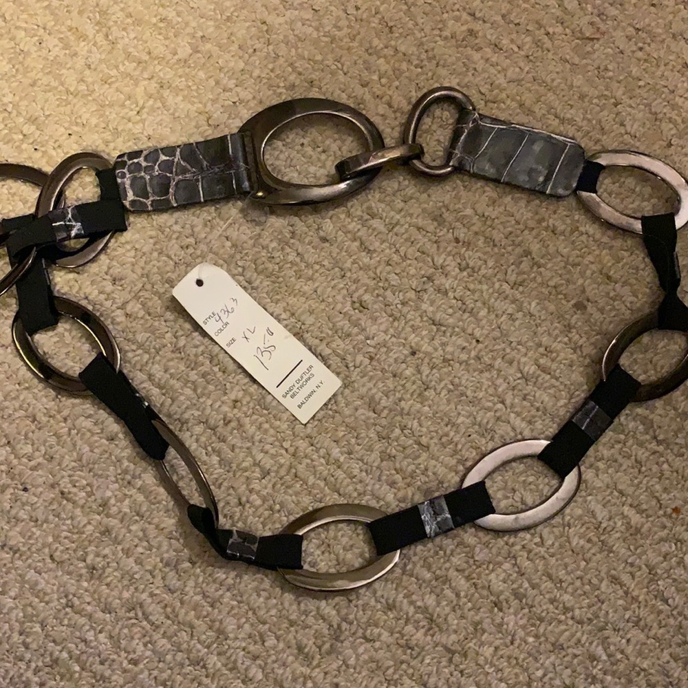 NWT! Sandy Duftler snake print and silver belt XL